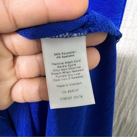 T By Talbots Royal Blue Cap Sleeve Scoop Neck Knit Maxi Dress Pockets Size S - Picture 6 of 7